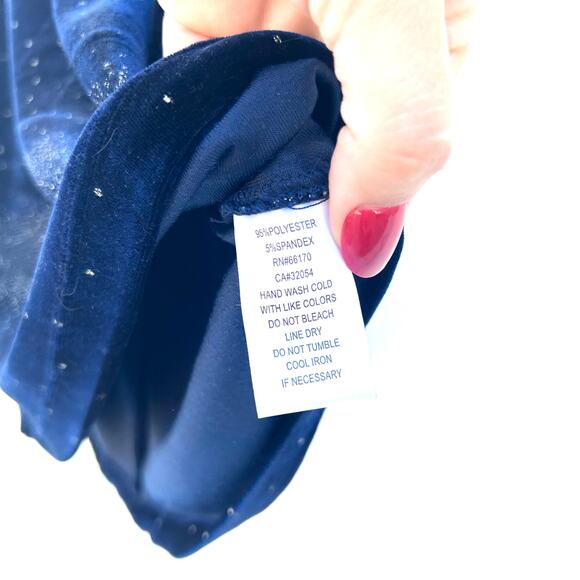 Vintage Y2K Celestial Velvet Blue Sparkly Whimsygoth Backless Mini Dress Small - Picture 8 of 8